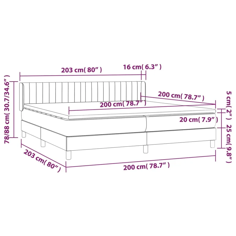 Sommier à lattes de lit avec matelas Marron foncé 200x200 cm - 7