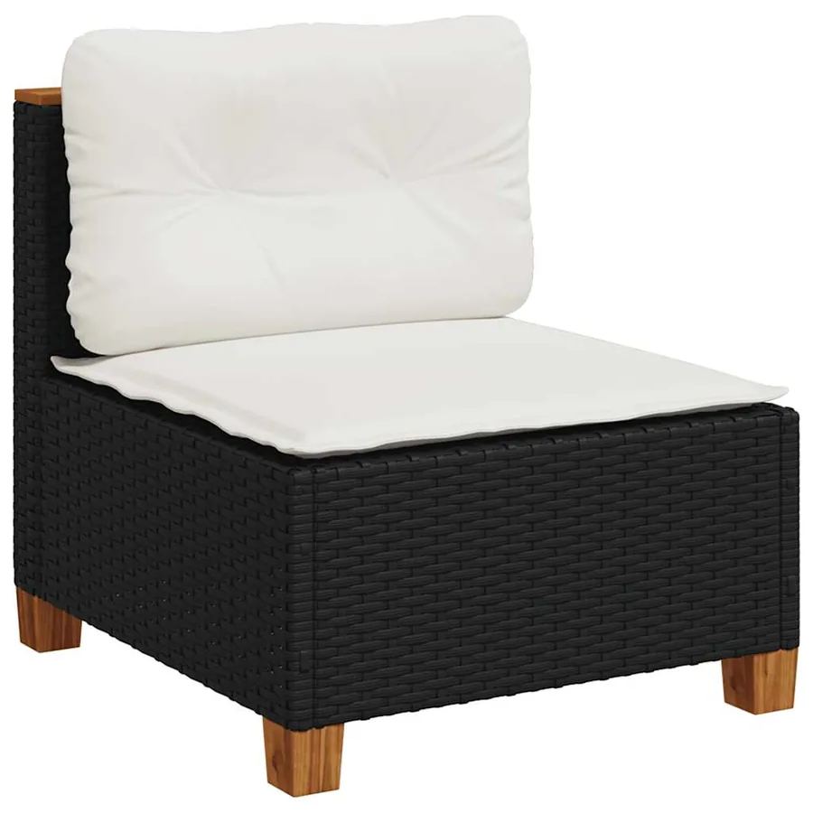 Salon de jardin 9 pcs avec coussins noir résine tressée - 4