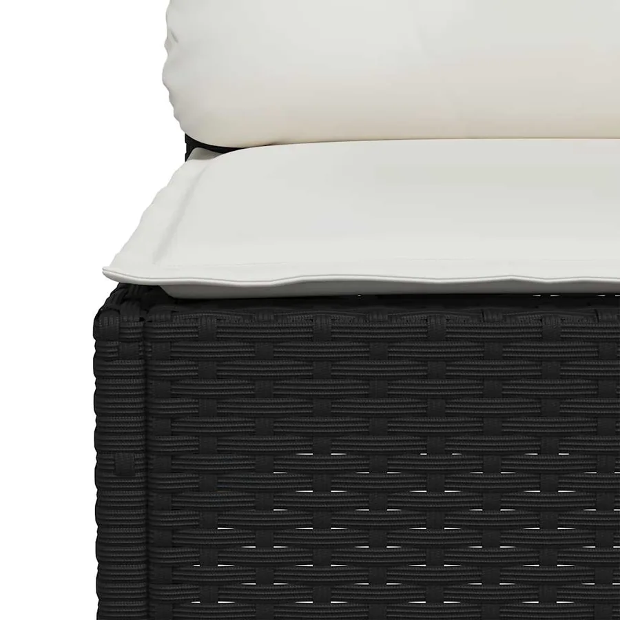 Salon de jardin 9 pcs avec coussins noir résine tressée - 5