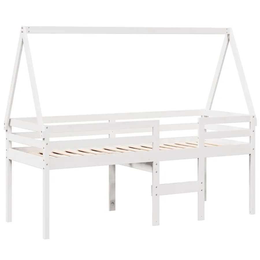 Lit haut sans matelas blanc 80x200 cm bois de pin massif - 3