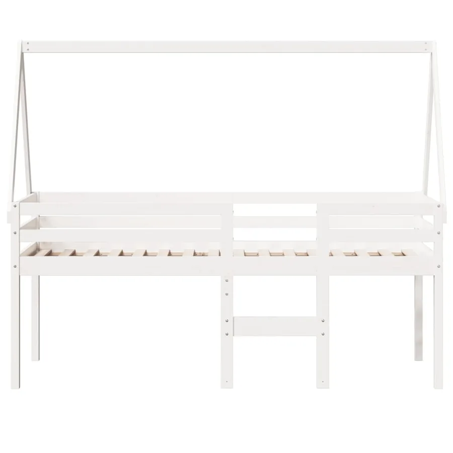 Lit haut sans matelas blanc 80x200 cm bois de pin massif - 4