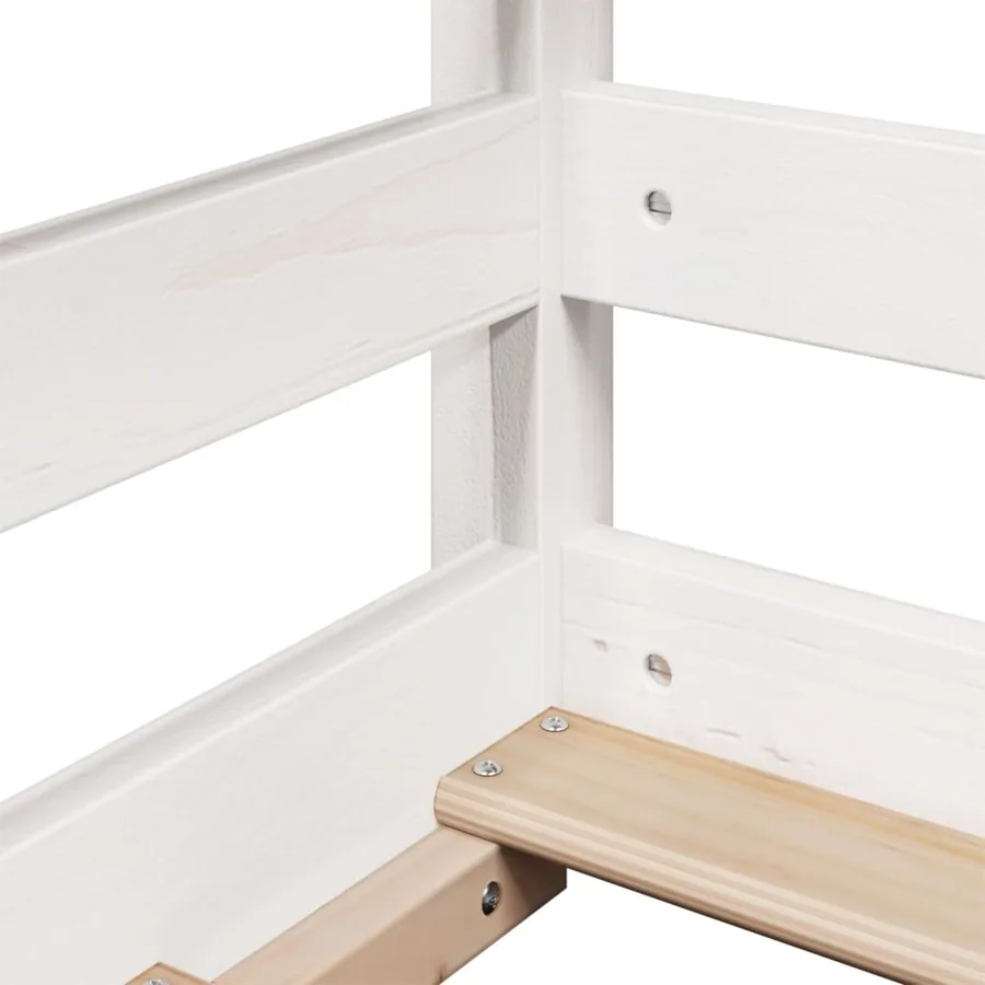 Lit haut sans matelas blanc 80x200 cm bois de pin massif - 9