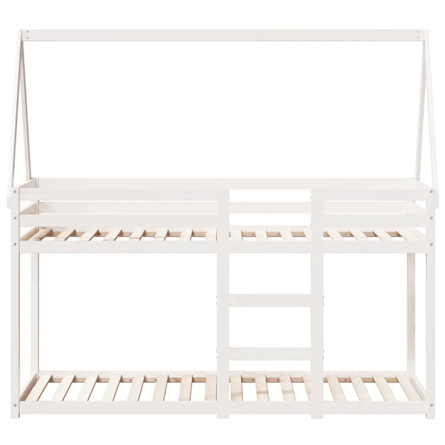 Lit superposé sans matelas blanc 80x200 cm bois de pin massif - 4