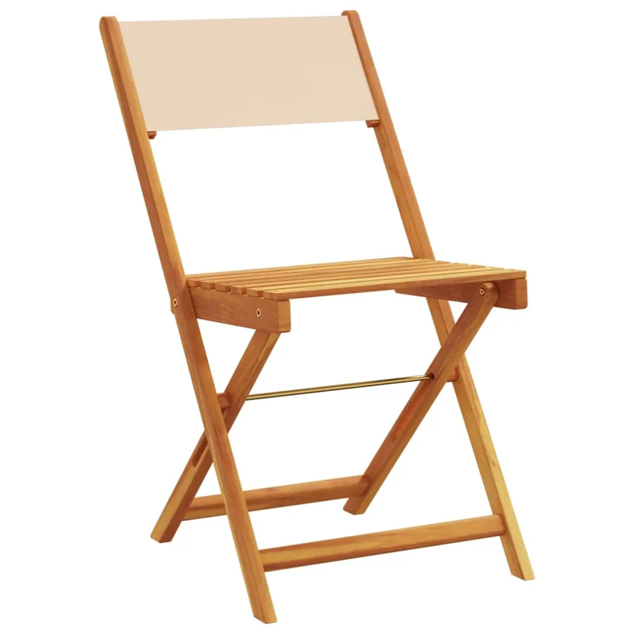 Ensemble à manger de jardin 5 pcs beige tissu et bois massif - 3