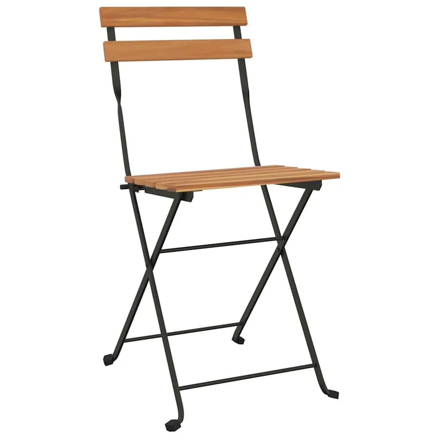 Chaises de bistrot pliantes lot de 6 Bois de teck solide acier - 3
