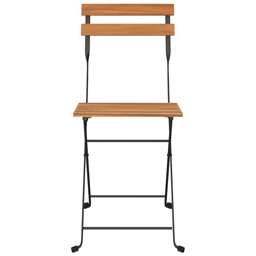 Chaises de bistrot pliantes lot de 6 Bois de teck solide acier - 4
