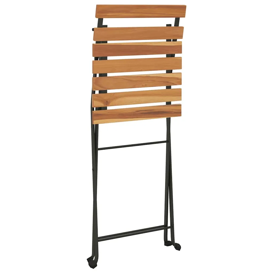 Chaises de bistrot pliantes lot de 6 Bois de teck solide acier - 5
