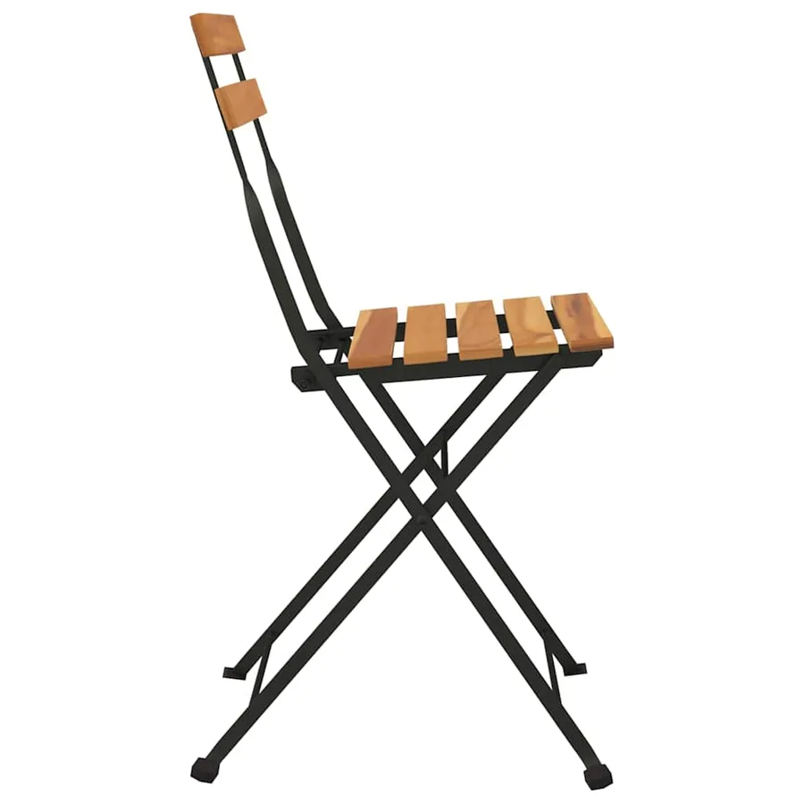 Chaises de bistrot pliantes lot de 6 Bois de teck solide acier - 6