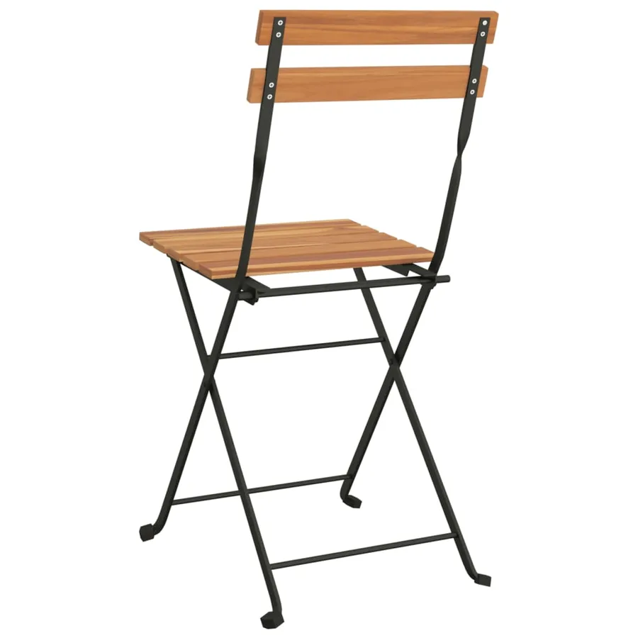 Chaises de bistrot pliantes lot de 6 Bois de teck solide acier - 7