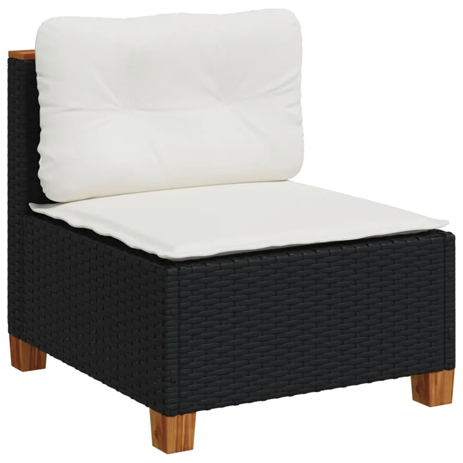 Salon de jardin 10 pcs avec coussins noir résine tressée - 4
