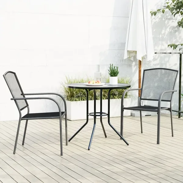 Ensemble de chaises de jardin empilables 3 pcs anthracite