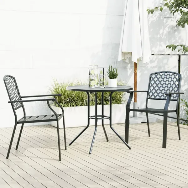 Ensemble de chaises de jardin empilables 3 pcs anthracite