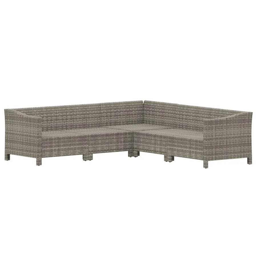 Salon de jardin 5 pcs avec coussins Gris Résine tressée - 3