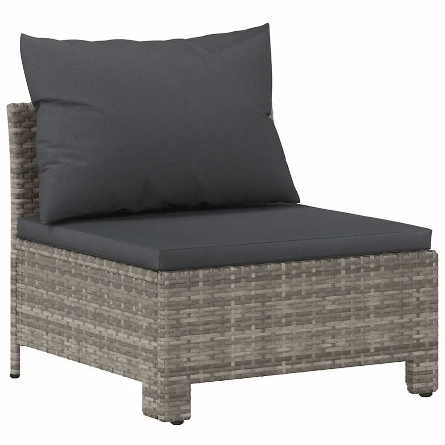 Salon de jardin 5 pcs avec coussins Gris Résine tressée - 4