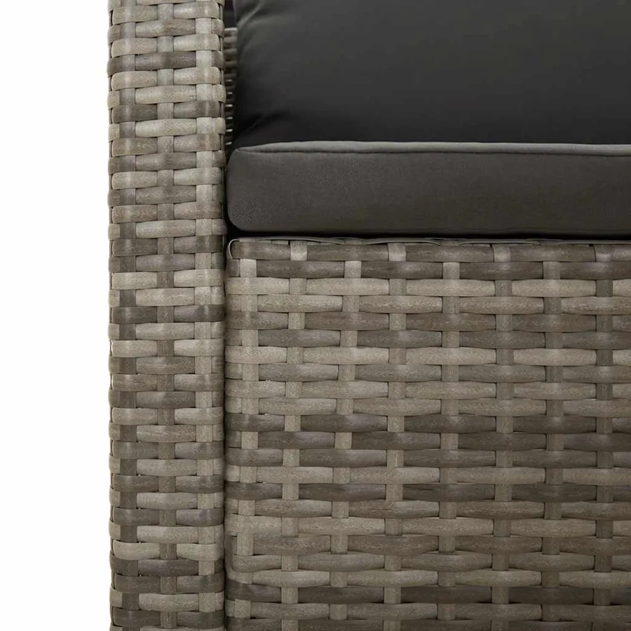 Salon de jardin 5 pcs avec coussins Gris Résine tressée - 5