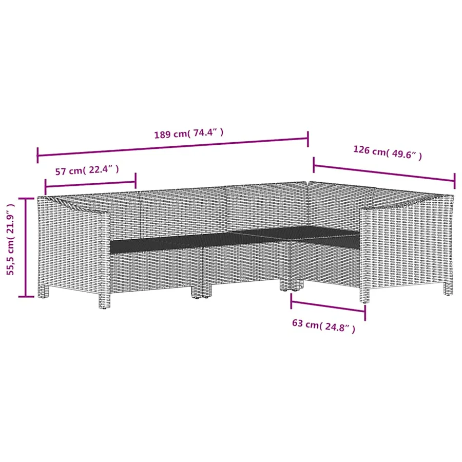 Salon de jardin 5 pcs avec coussins Gris Résine tressée - 6