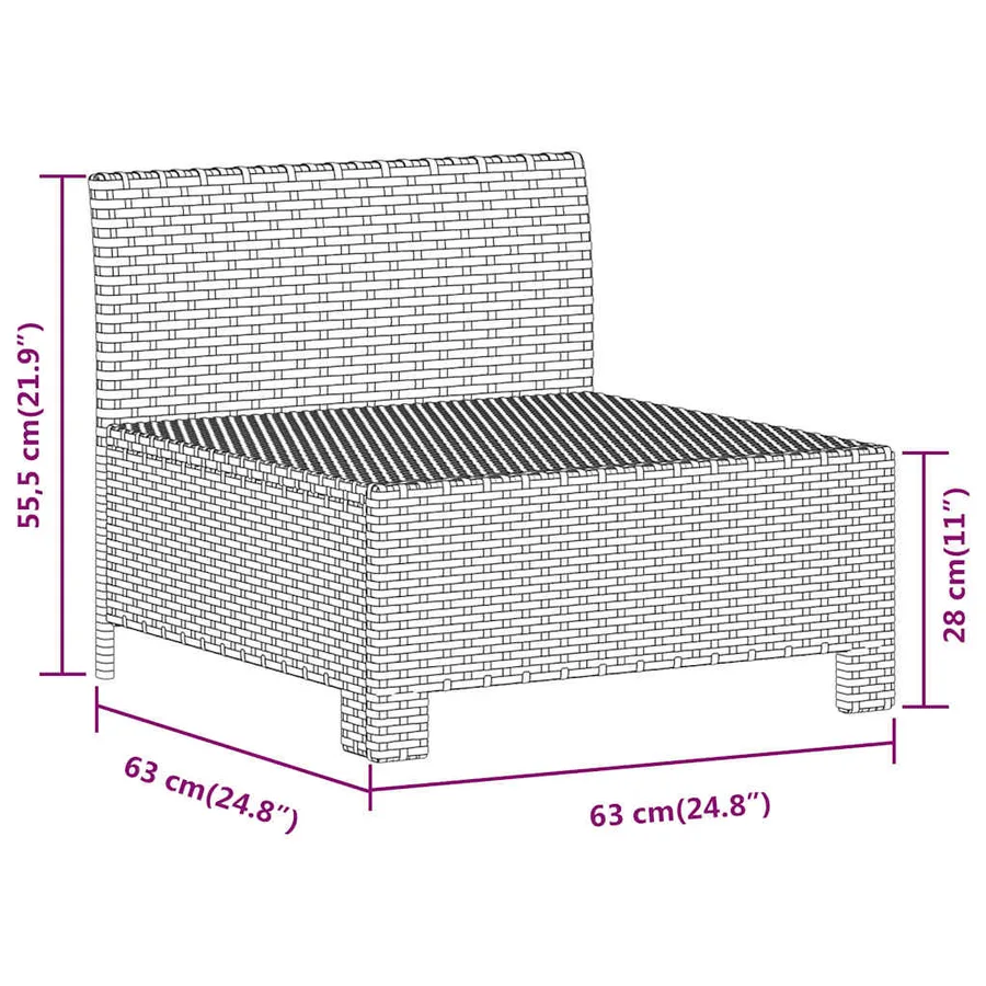 Salon de jardin 5 pcs avec coussins Gris Résine tressée - 7
