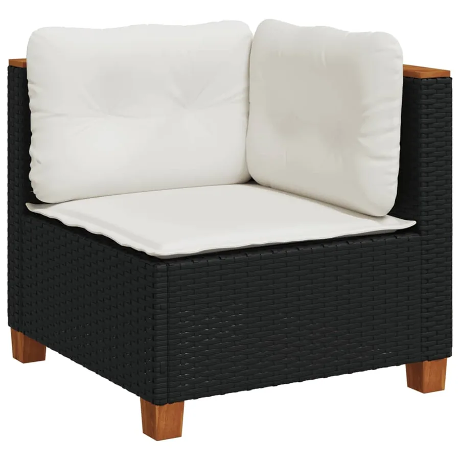 Salon de jardin 9 pcs avec coussins noir résine tressée - 4