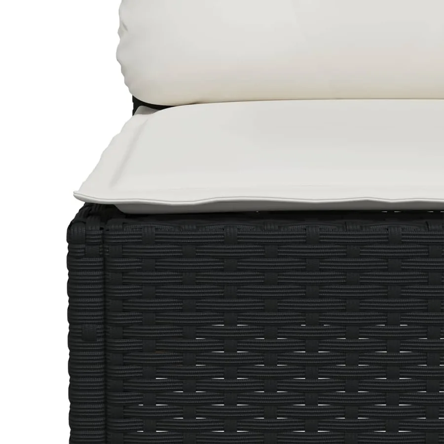 Salon de jardin 6 pcs avec coussins noir résine tressée - 6