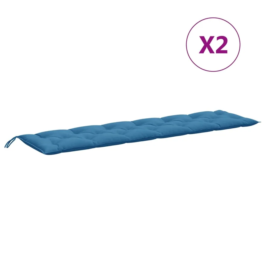 Coussins de banc de jardin lot de 2 bleu mélangé tissu - 4