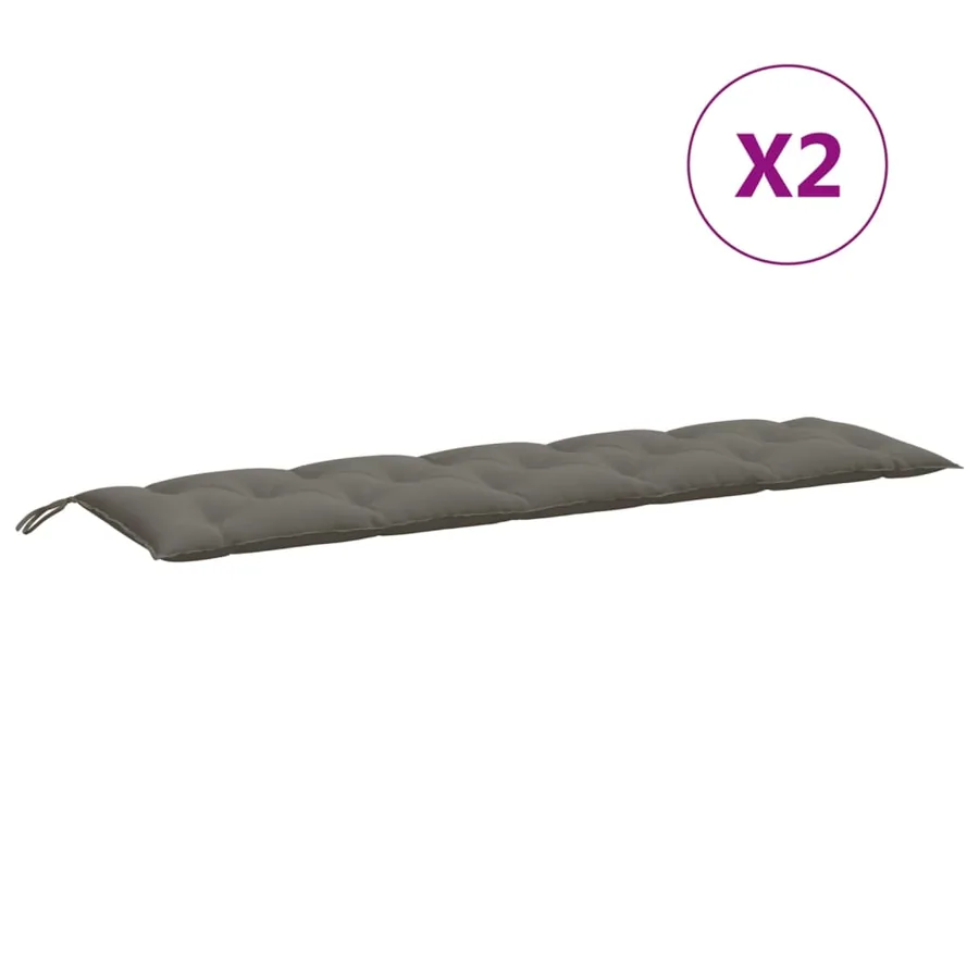Coussins de banc de jardin lot de 2 gris foncé mélangé tissu - 4
