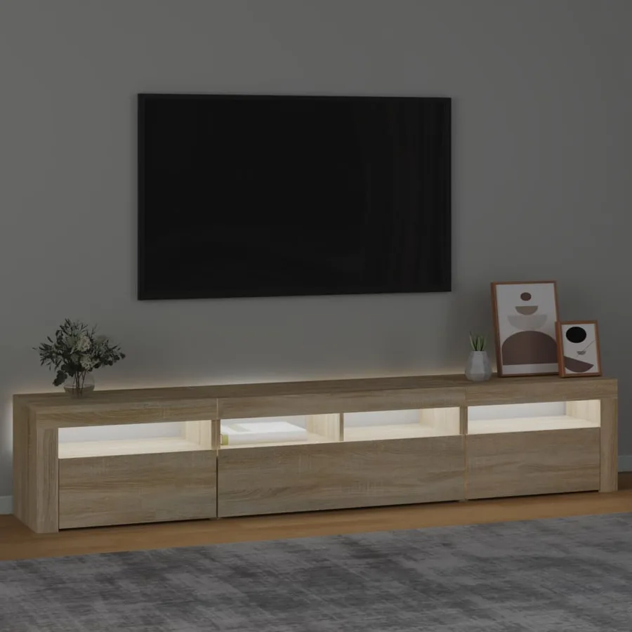 Meuble TV avec lumières LED Chêne sonoma 210x35x40 cm - 3