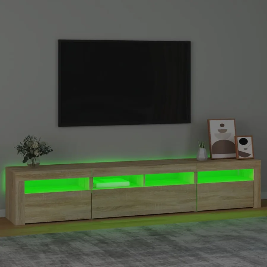 Meuble TV avec lumières LED Chêne sonoma 210x35x40 cm - 4