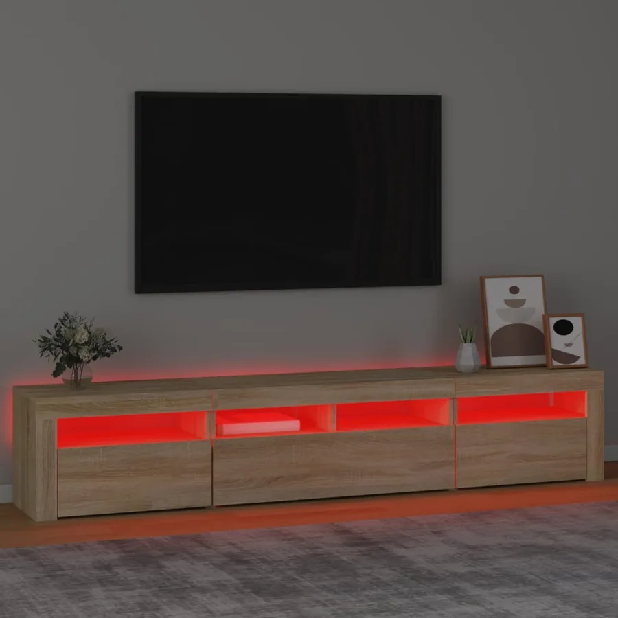Meuble TV avec lumières LED Chêne sonoma 210x35x40 cm - 5