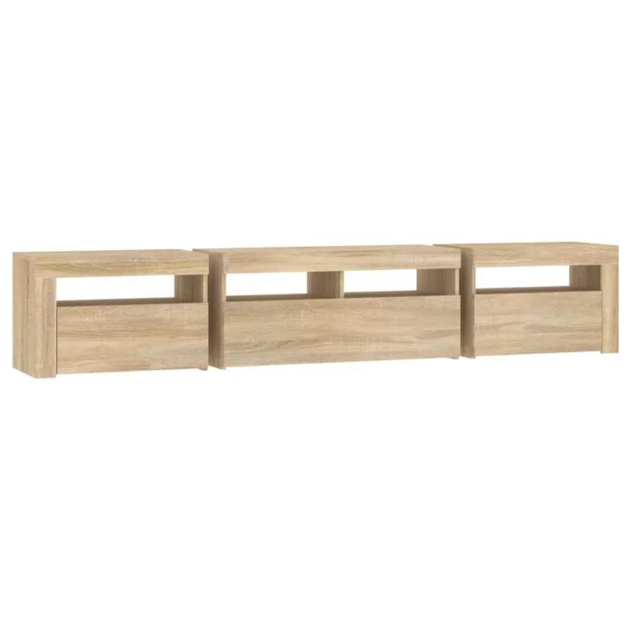 Meuble TV avec lumières LED Chêne sonoma 210x35x40 cm - 7