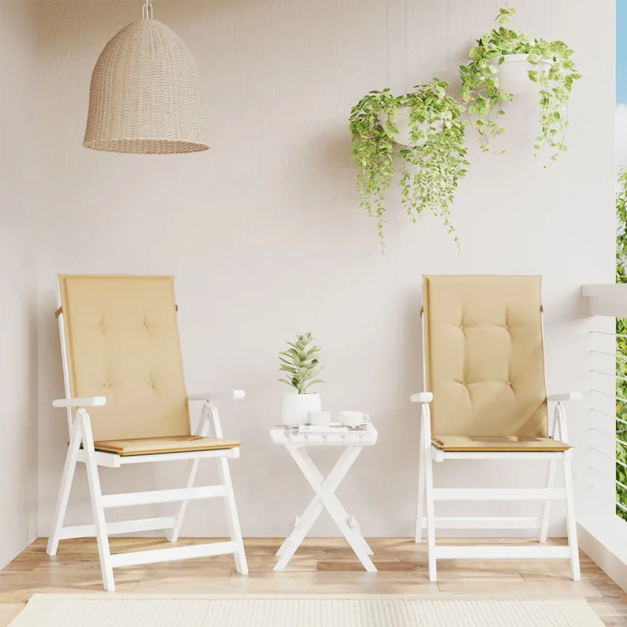 Coussins de chaise à dossier haut lot de 2 beige mélangé tissu - 3