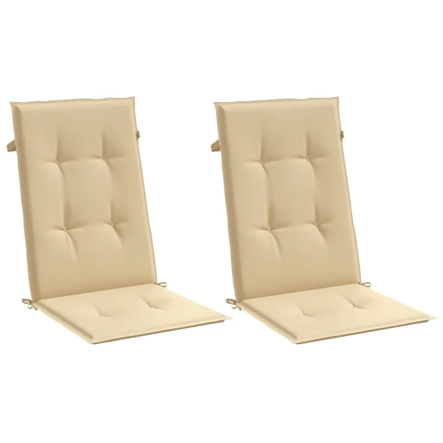 Coussins de chaise à dossier haut lot de 2 beige mélangé tissu - 4