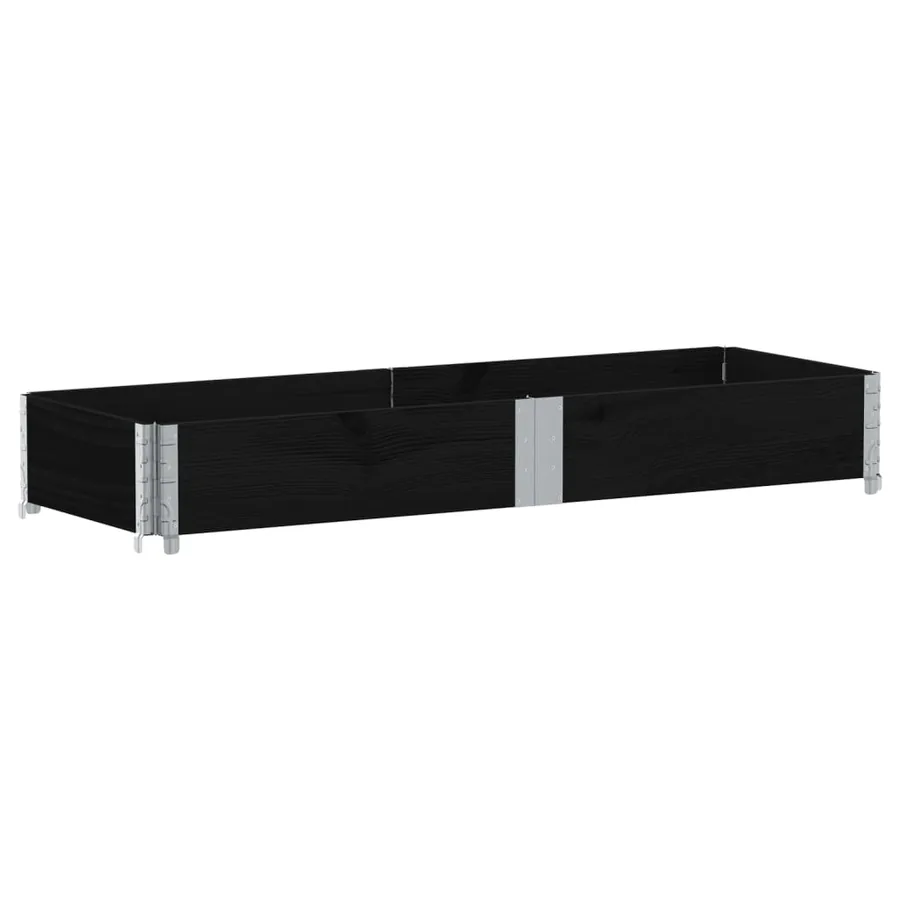 Jardinière noir 150x50 cm bois massif de pin - 5