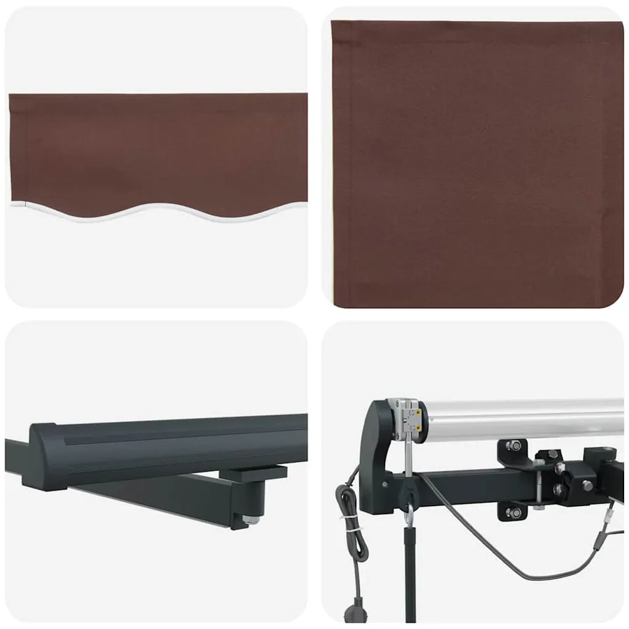 Auvent rétractable automatique avec LED marron 500x300 cm - 12