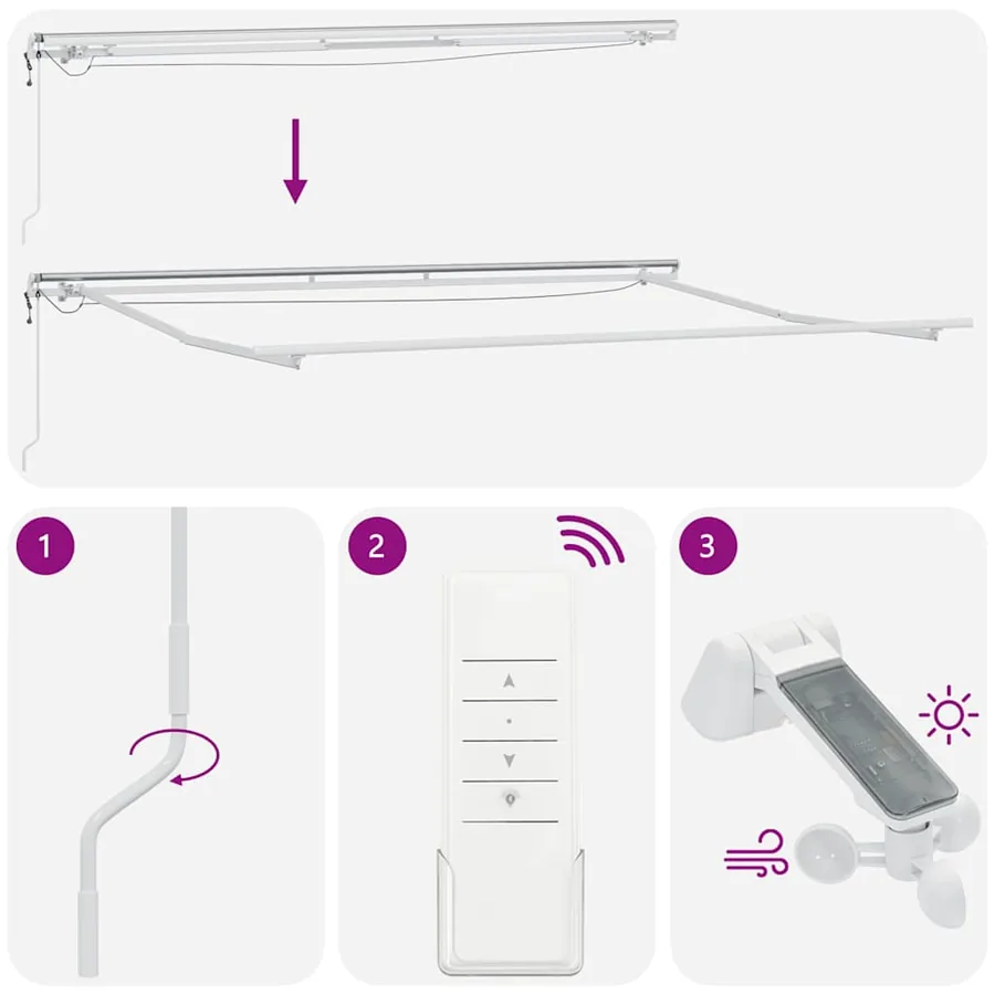 Auvent rétractable automatique avec LED marron 500x300 cm - 10
