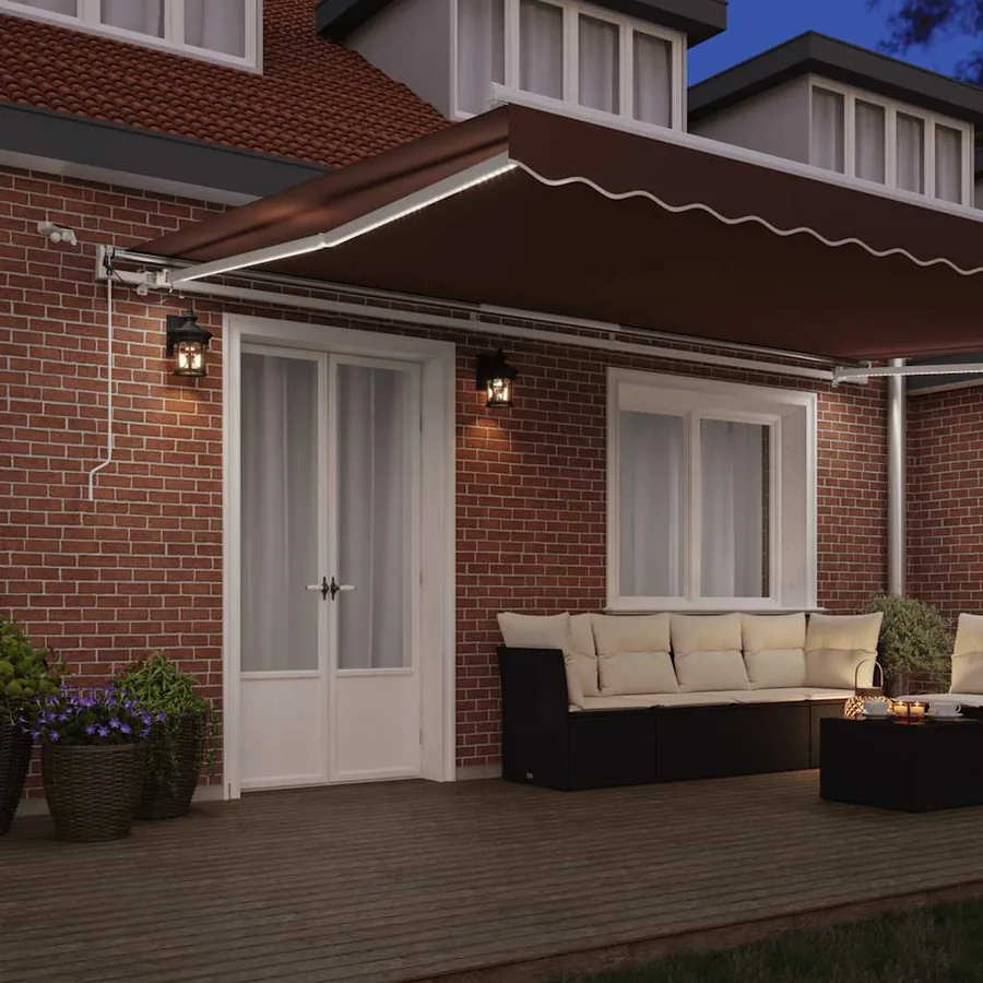 Auvent rétractable automatique avec LED marron 500x300 cm - 3