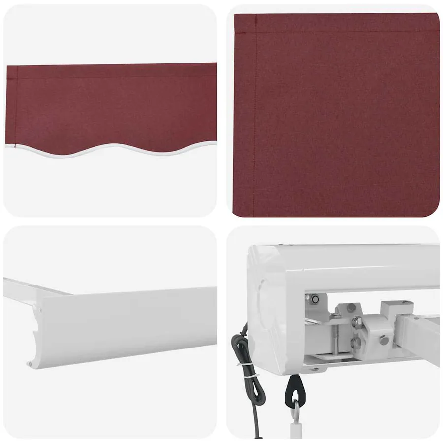 Auvent rétractable automatique bordeaux 500x300 cm - 10