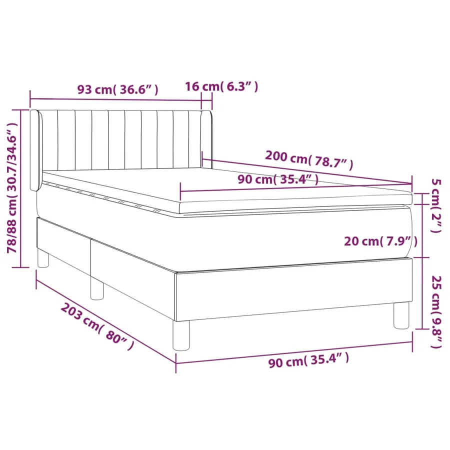 Sommier à lattes de lit avec matelas Marron foncé 90x200 cm - 7