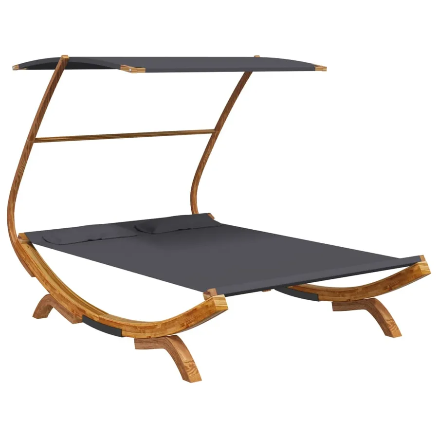 Lit repos et auvent 165x203x138cm Bois courbé massif Anthracite - 2