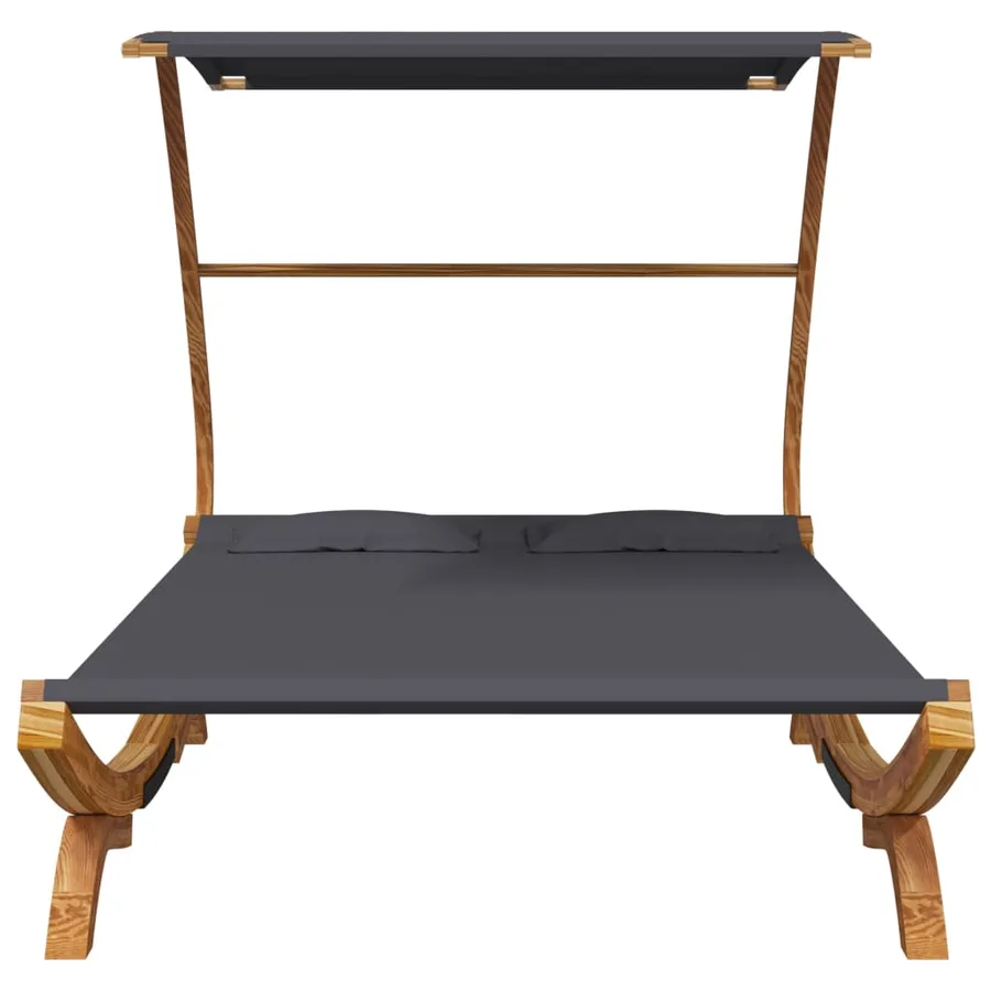Lit repos et auvent 165x203x138cm Bois courbé massif Anthracite - 3