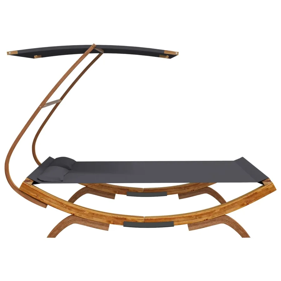 Lit repos et auvent 165x203x138cm Bois courbé massif Anthracite - 4
