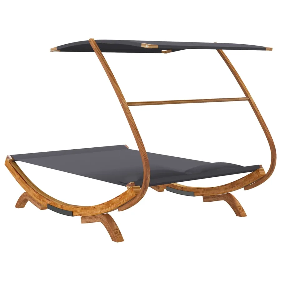 Lit repos et auvent 165x203x138cm Bois courbé massif Anthracite - 5