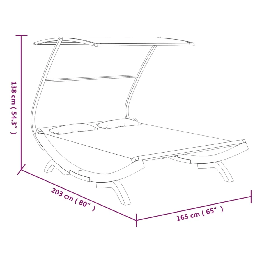 Lit repos et auvent 165x203x138cm Bois courbé massif Anthracite - 6