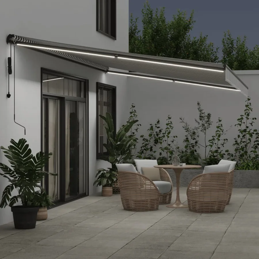 Auvent rétractable automatique avec LED anthracite et blanc - 3