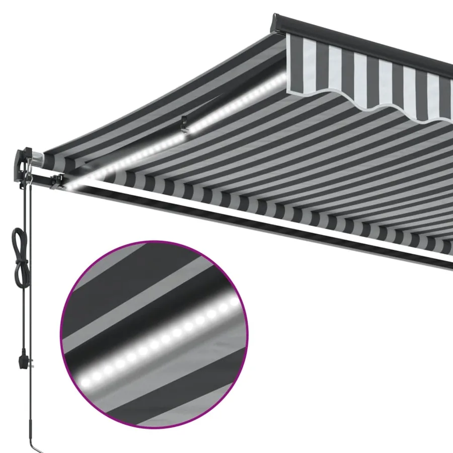 Auvent rétractable automatique avec LED anthracite et blanc - 7