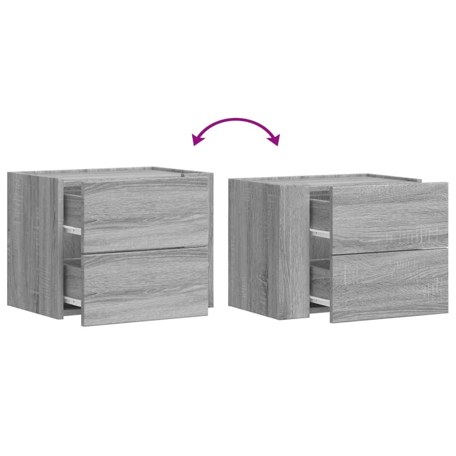Table de chevet murale sonoma gris 45x30x35 cm - 8