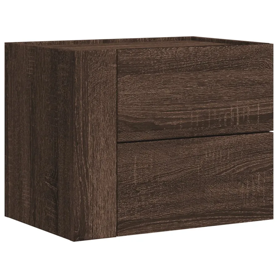 Table de chevet murale chêne marron 45x30x35 cm - 2