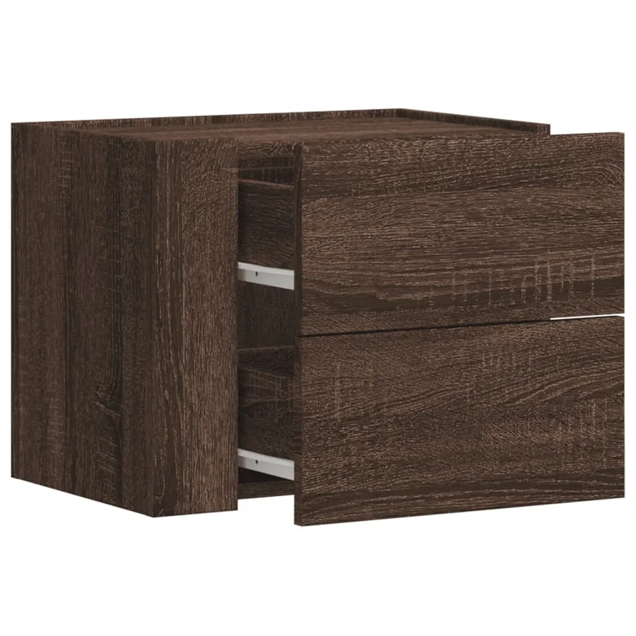 Table de chevet murale chêne marron 45x30x35 cm - 7