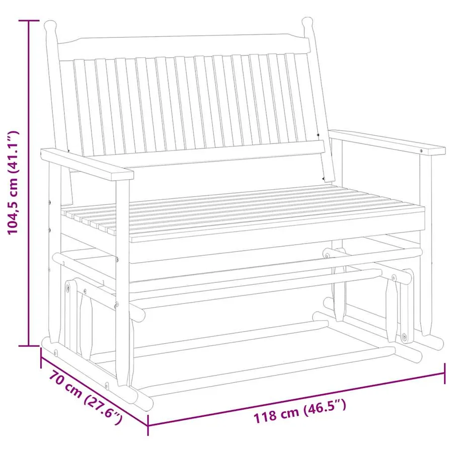 Banc balancelle blanc 118x70x104,5 cm bois massif de peuplier - 8