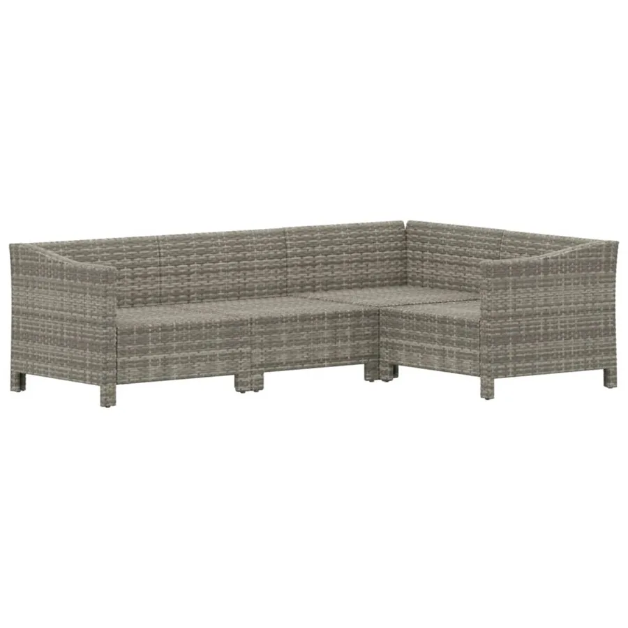 Salon de jardin 4 pcs avec coussins Gris Résine tressée - 4