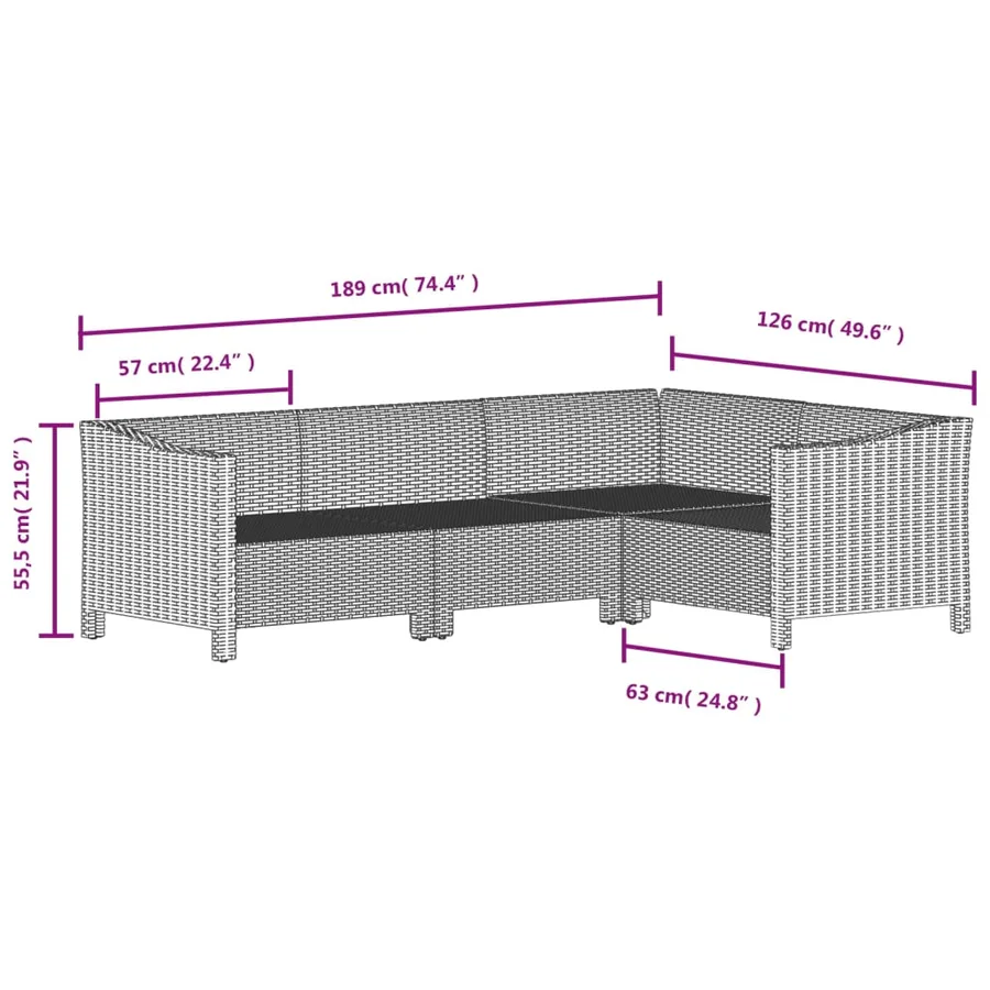 Salon de jardin 4 pcs avec coussins Gris Résine tressée - 6